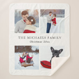 Holiday Photo Collage Add Name Christmas Fleece Sherpa Blanket