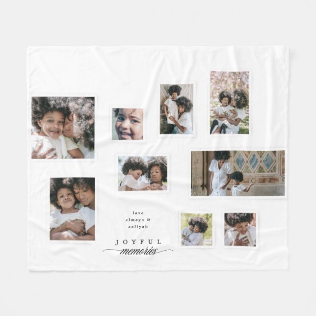 Holiday Photo Collage Modern Joyful Moments Fleece Blanket (Front (Horizontal))