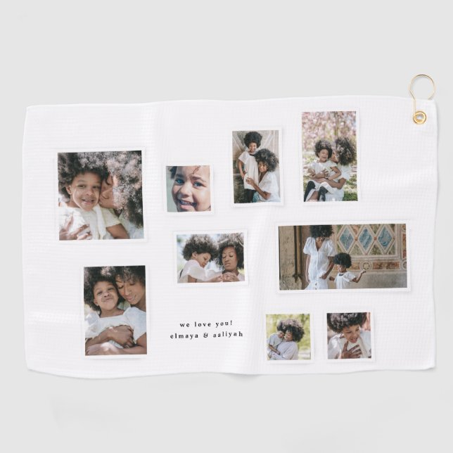 Holiday Photo Collage Modern Joyful Moments Golf Towel (Horizontal)