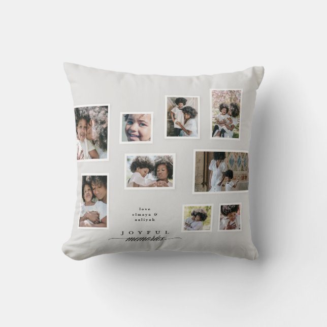 Holiday Photo Collage Modern Joyful Moments Throw Pillow (Front)