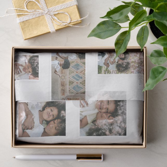 Holiday Photo Collage Modern Joyful Moments Tissue Paper (Gift)