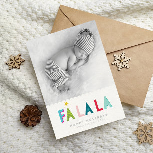HOLIDAY PHOTO fa la la bold bright colorful type Announcement