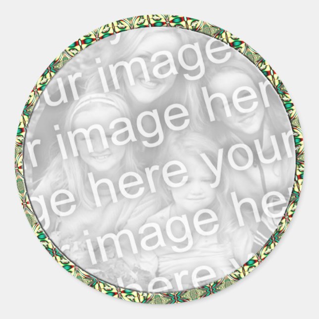 Holiday Photo Frame Classic Round Sticker (Front)