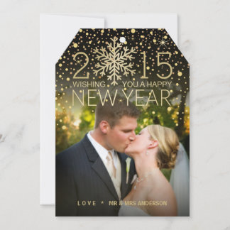 Holiday Photo Happy New Year Snowflake Confetti Card