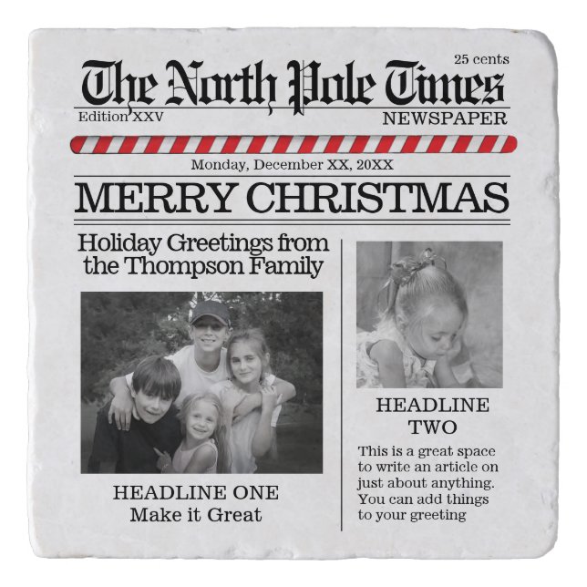Holiday Photo North Pole Christmas Custom Trivet (Front)