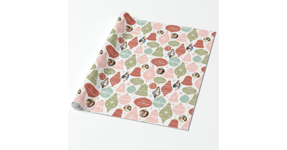 Holiday Photo Ornaments Wrapping Paper Zazzle