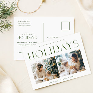 Holiday Photo Post Card   Modern Elegant Christmas