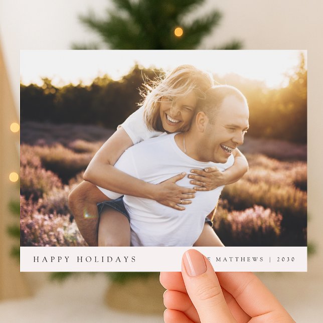 Holiday Photo Postcard | Modern Minimal Christmas (A simple Christmas photo postcard with classic typography and timeless minimalist charm)