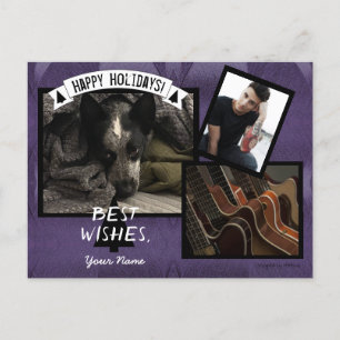 Holiday Photo Postcard Purple