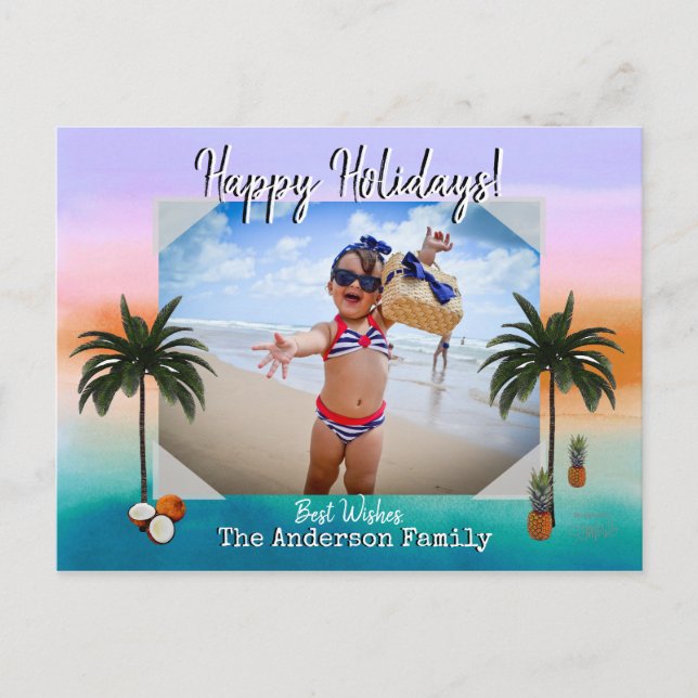 Holiday Photo Postcard with tropical background (Front)
