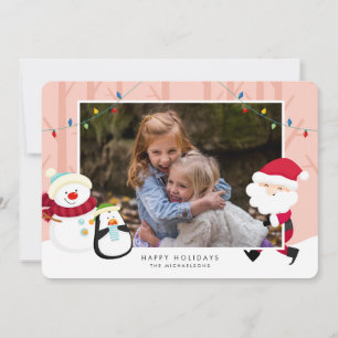 HOLIDAY PHOTO Santa, Snowman & Penguin Card
