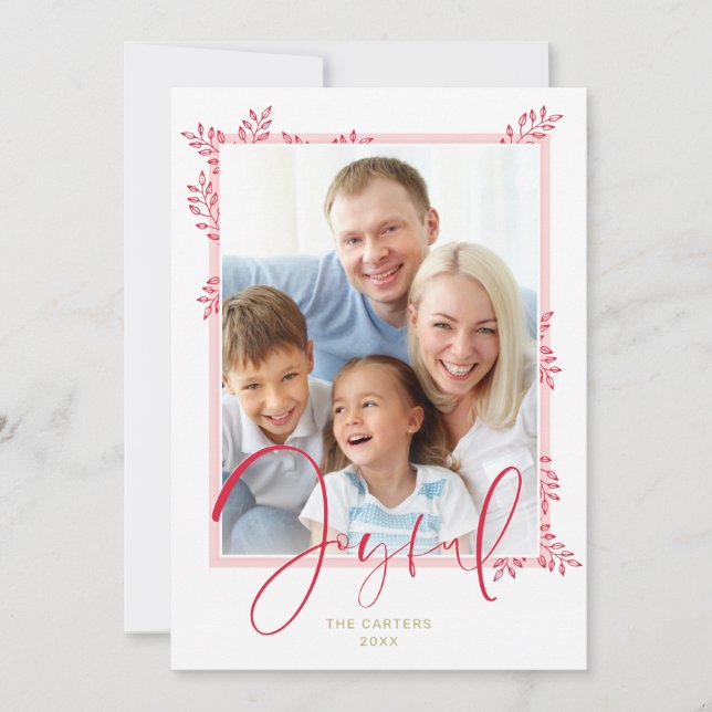 HOLIDAY PHOTO stylish botanical red pink joyful (Front)