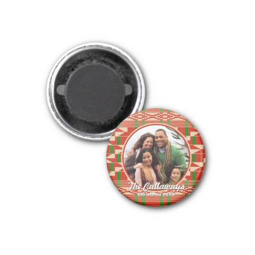 Holiday Photo with Red Green African Kente Border Magnet