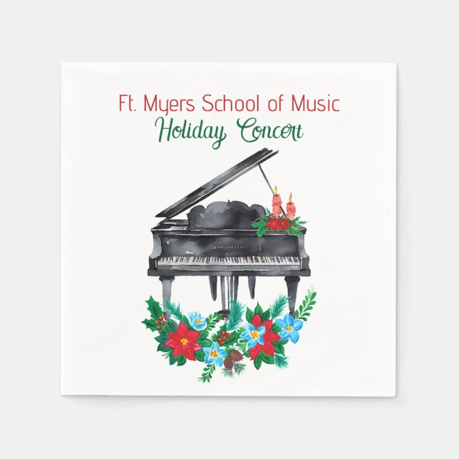 Holiday Piano Concert Recital Napkins (Front)