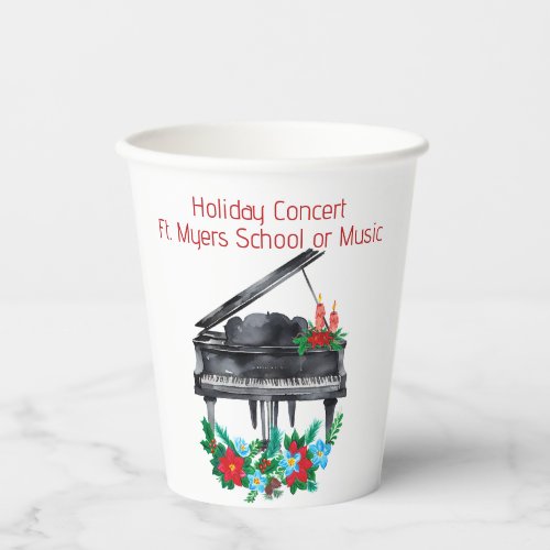 Holiday Piano Concert Recital Paper Cups