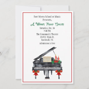Holiday Piano Music Concert Recital Invitation