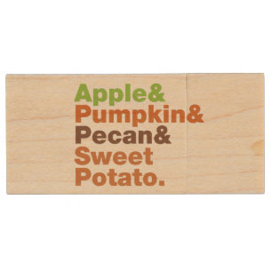 Holiday Pies ~ Festive Xmas Thanksgiving Christmas Wood Flash Drive