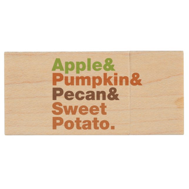 Holiday Pies ~ Festive Xmas Thanksgiving Christmas Wood Flash Drive (Front)