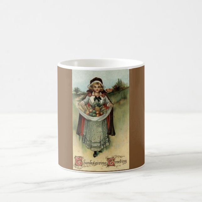 Holiday Pilgrim Woman Vintage Thanksgiving Mug (Center)