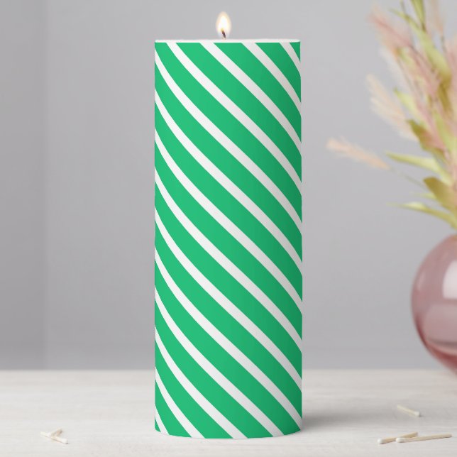 Holiday Pillar Candle Candy Cane Striped (In Situ)