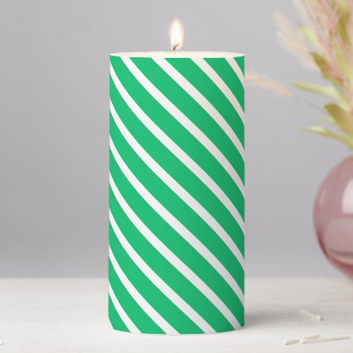 Holiday Pillar Candle Candy Cane Striped