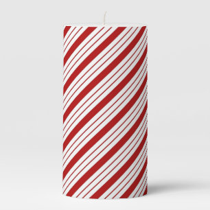 Holiday Pillar Candle Candy Cane Striped