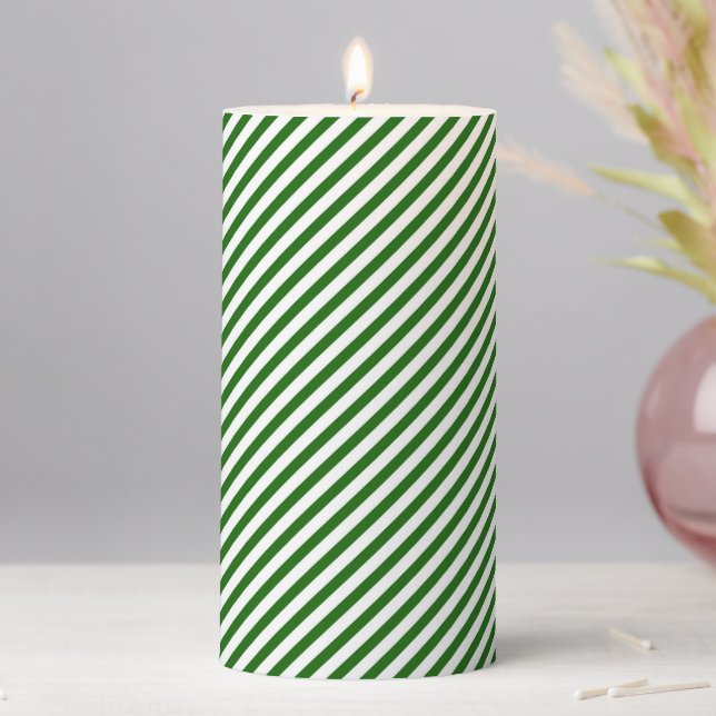 Holiday Pillar Candle Candy Cane Striped (In Situ)