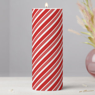 Holiday Pillar Candle Candy Cane Striped