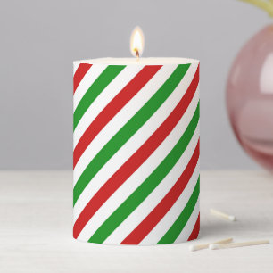 Holiday Pillar Candle Candy Cane Striped