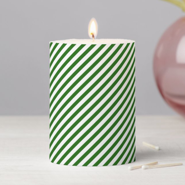 Holiday Pillar Candle Candy Cane Striped (In Situ)