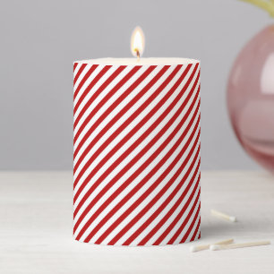 Holiday Pillar Candle Candy Cane Striped