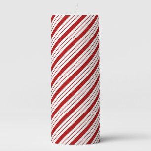 Holiday Pillar Candle Candy Cane Striped