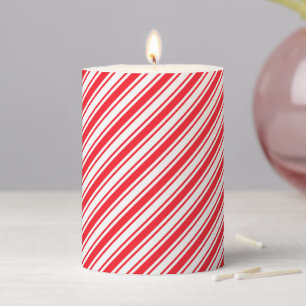 Holiday Pillar Candle Candy Cane Striped