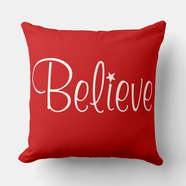 Holiday Pillow-Believe Throw Pillow (Front)