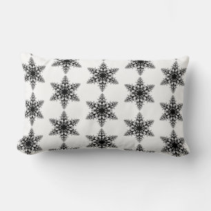 Holiday Pillow-Black & White Snowflake Lumbar Pillow