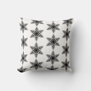 Holiday Pillow-Black & White Snowflake Throw Pillow
