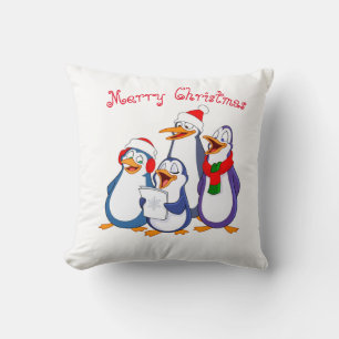 Holiday Pillow-Merry Penguins Throw Pillow