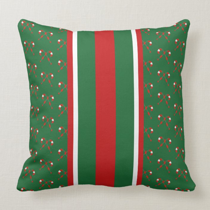 red and green throw pillows