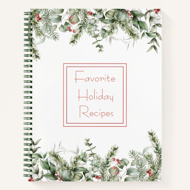Holiday Pine and Berry Border Recipe Notebook (Front)