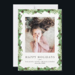 Holiday Pine and Chalkboard | Christmas Photo<br><div class="desc">This lovely Christmas card features green watercolor pine branches with brown pinecones and a trendy black chalkboard look on the back. Add your favorite personal photo. Art via LABFcreations.</div>