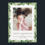 Holiday Pine and Chalkboard | Christmas Photo<br><div class="desc">This lovely Christmas card features green watercolor pine branches with brown pinecones and a trendy black chalkboard look on the back. Add your favorite personal photo. Art via LABFcreations.</div>