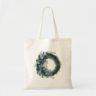 Holiday Pine and Eucalyptus Wreath Tote Bag