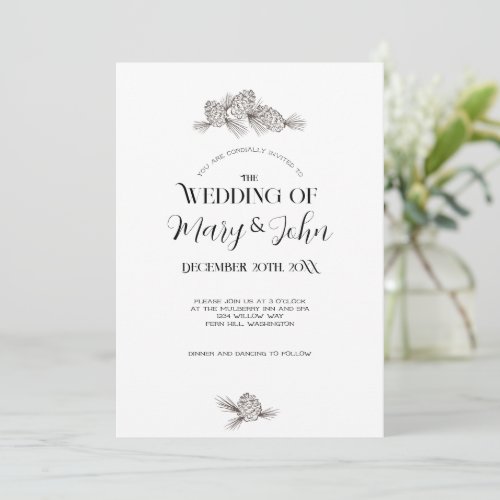 Holiday Pine Cone Wedding Invitation