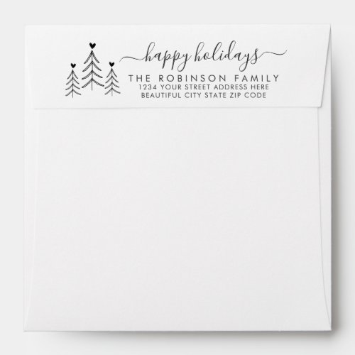 Holiday Pine Heart Family Return Address Envelope