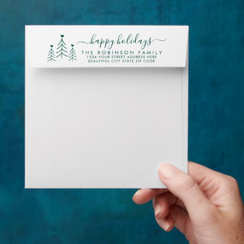 Holiday Pine Heart Family Return Address Envelope