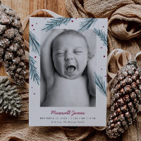 Holiday Pine Leaves and Berries Multi Photo Birth