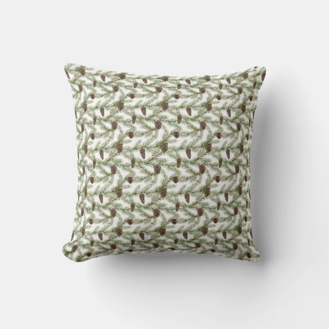 Holiday Pine - Pine Cones And Pine Boughs Throw Pillow (Front)