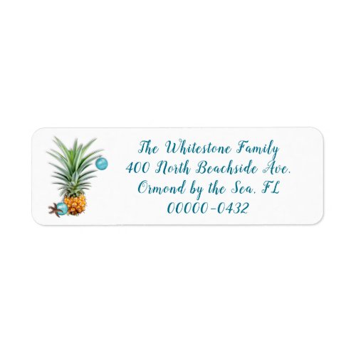 Holiday Pineapple Four Lines Return Address Label