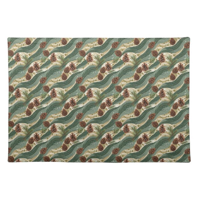 Holiday Pinecone Cloth Placemat (Front)