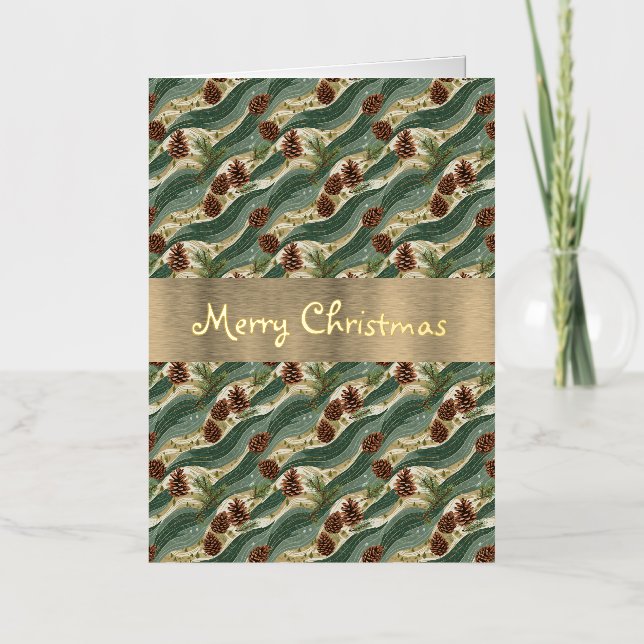 Holiday Pinecone Foil Greeting Card (Front)